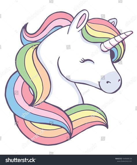 Cute Unicorn Portrait Beautiful Rainbow Mane Stock Vector Royalty Free