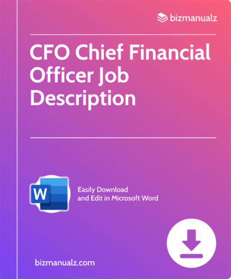 Cfo Chief Financial Officer Job Description Template Word