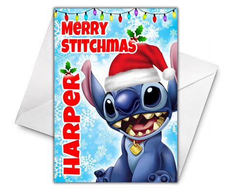 DISNEY STITCH Personalized Christmas Card Disney Christmas - Etsy