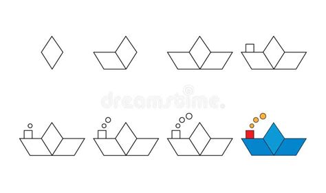 Worksheet Easy Guide To Drawing Cartoon Paper Boat Stock Vector ...