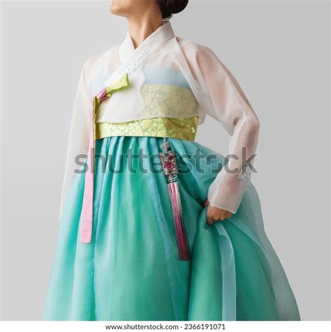 Woman Wearing Colorful Hanbok Korean Traditional Stock Photo 2366191071 ...