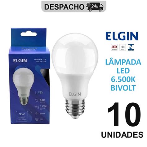 Kit 10 Lampada Bulbo Led 6 500k 4 9w 9w 12w 15w Bivolt Elgin A60