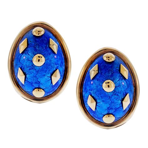 Jean Schlumberger Tiffany And Co Taj Mahal Blue Enamel Diamond Gold