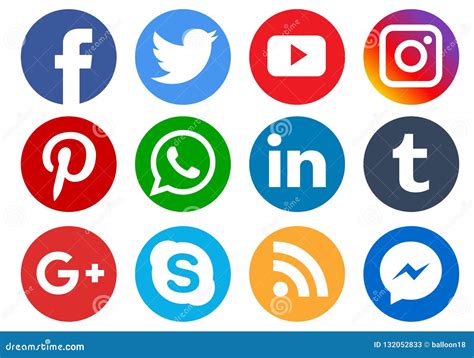 Social media icons editorial stock photo. Illustration of iconic ... 