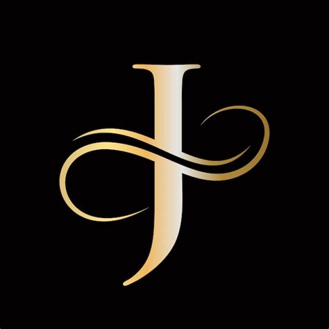 Logo de lettre J avec couleur de luxe dorée et conception de monogramme