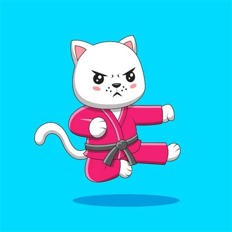 Ilustración de vector de gato de artes marciales japonesas lindas