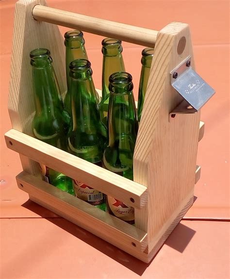 Porta Cervezas Botellas Destapador Caja Madera Regalo Huacal Mercado