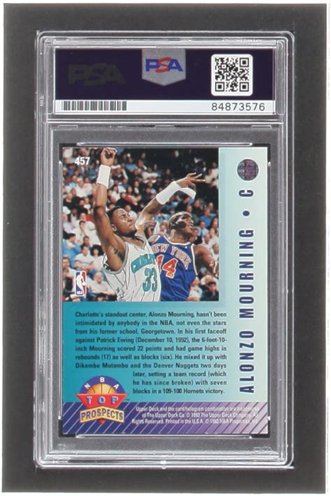 Alonzo Mourning Signed 1992 93 Upper Deck 457 TP PSA Pristine Auction