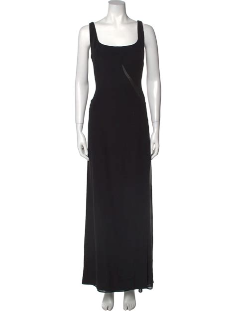 Valentino Square Neckline Long Dress Black Dresses Clothing