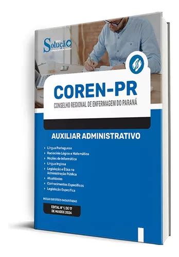 Apostila Coren Pr Paraná Auxiliar Administrativo Edital 2024