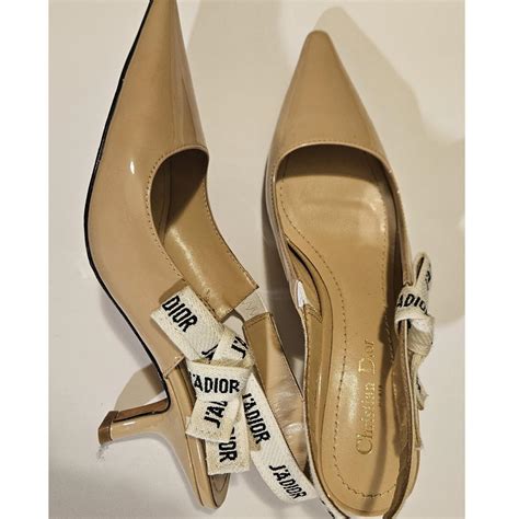 Christian Dior Nude Patent Slingbacks Barely Worn Depop