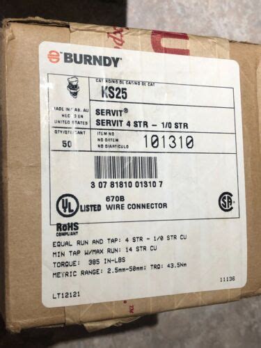 Burndy Ks Split Bolt Servit Str Str Box Of Ebay