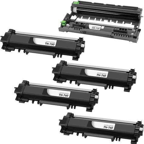 Brother Tn760 Toner And Dr730 Drum Combo 5 Pack