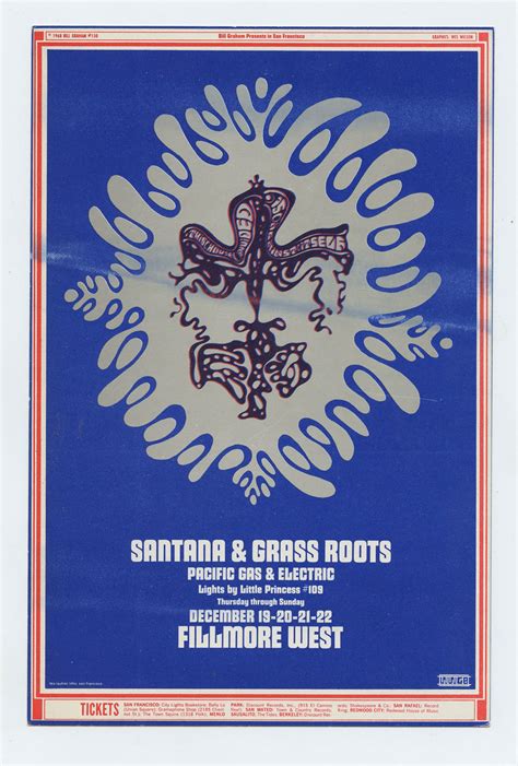 BG 150 Postcard Ad Back Santana Grass Root 1968 Dec 19 Vintage