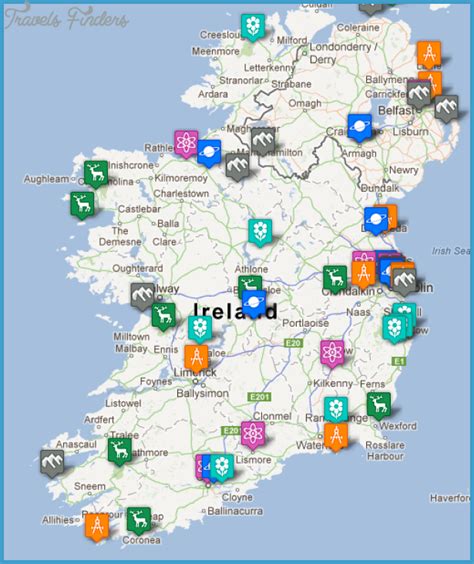 Ireland Map Tourist Attractions - TravelsFinders.Com