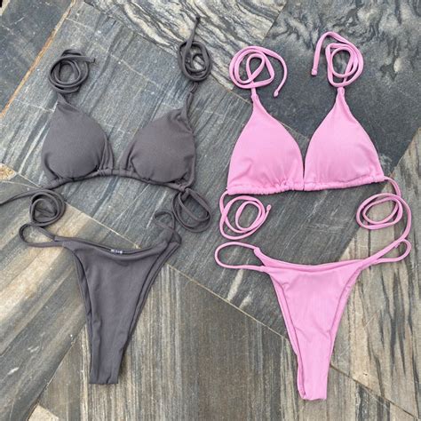 ELLIE Layla Bikini Thin Strap Ribbed Bikini Set Shopee Philippines
