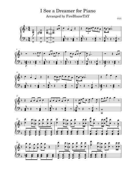 I See A Dreamer Cg5 Sheet Music For Piano Solo