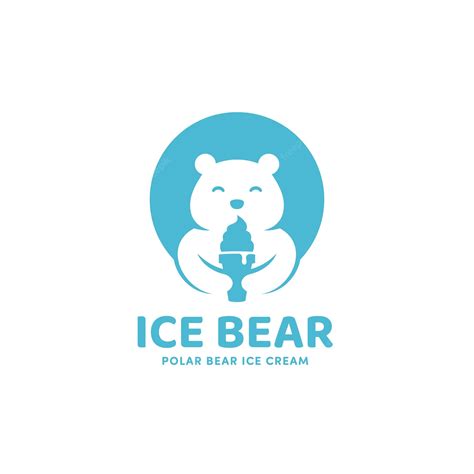 Premium Vector | Ice bear ice cream cone with polar bear mascot logo ...