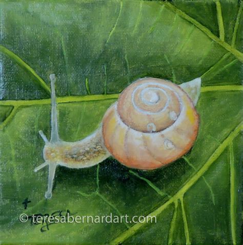 Snail #1: Last Leaf - Teresa Bernard Oil Paintings