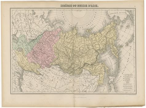 Antique Map Of Russia And Siberia By Migeon 1880