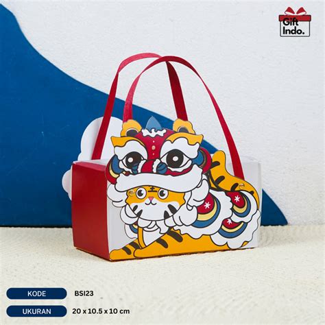 Jual Kotak Souvenir Imlek Hampers Motif Koi Box Set Tali Kotak