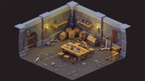 Artstation Low Poly Dungeon Environment Miguel Lobo Low Poly Art