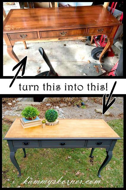 Kammy S Korner Console Table Makeover Upcycle A Purse Strap