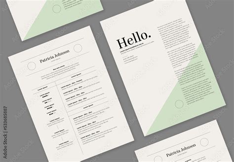 White And Green Resume Stock Template | Adobe Stock