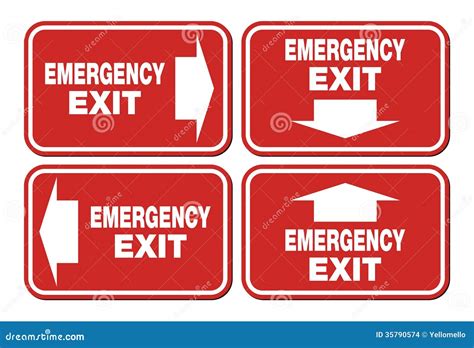 Emergency Exit Signs - Red Sign Stock Images - Image: 35790574 