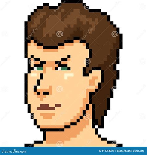 Vector Pixel Art Man Portrait Stock Vector Illustration Of Face