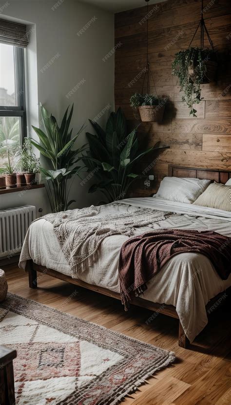 Premium Photo | Boho style bedroom interior design with plants