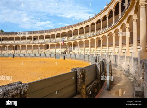 Bullfighting Ring In Ronda Province Of Malaga Andalusia Spain Stock