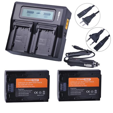 2x Np Fz100 Np Fz100 Npfz100 Camera Battery Rapid Lcd Dual Charger For