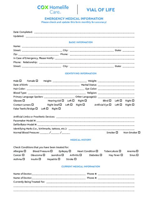 Fillable Online Vial Of Life Kern County Public Health Fax Email