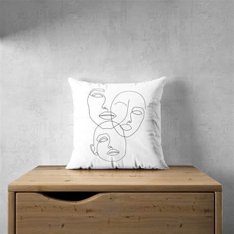 Decorative Throw Pillow Cover Abstract Face Cushion Etsy