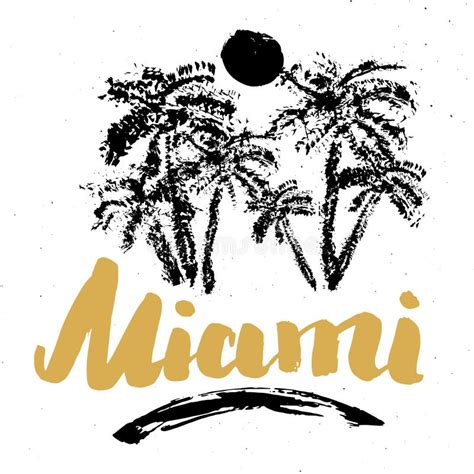 Miami Calligraphy Lettering Handwritten Sign Hand Drawn Grunge