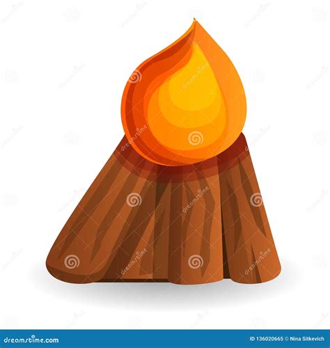 Boy Scout Campfire Icon, Cartoon Style Stock Vector - Illustration of ...