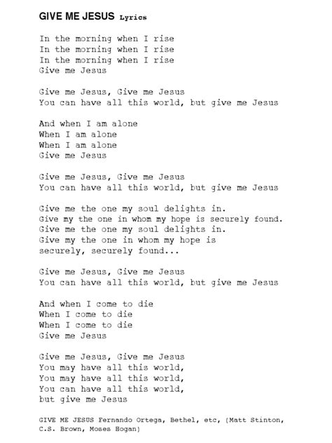 Givemejesuslyrics Pdf