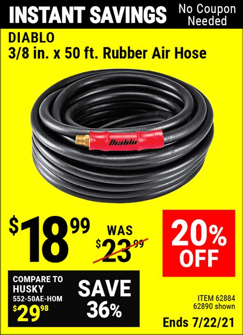 Diablo 38 In X 50 Ft Rubber Air Hose For 1899 Harbor Freight Coupons