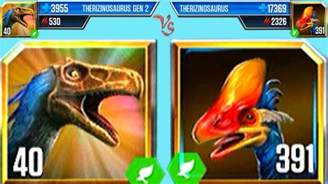 Therizinosaurus Gen 2 Vs Therizinosaurus Jurassic World The Game Youtube