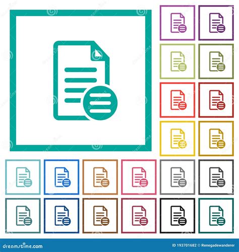 Opciones De Documento Iconos De Color Plano Con Marcos Cuadrantes Stock