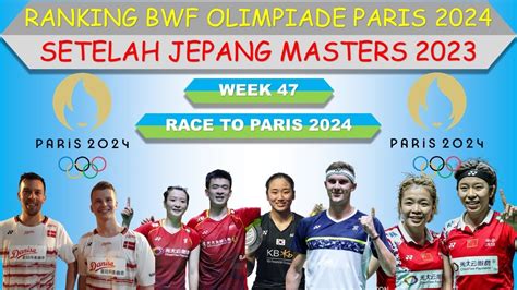 Ranking BWF Olimpiade Paris 2024 Setelah Jepang Masters 2023 YouTube