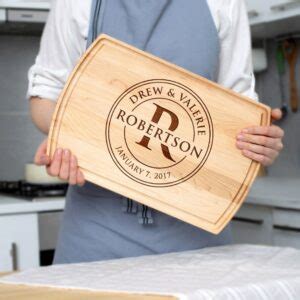 Personalized Monogram Cutting Board - Engraved Monogrammed Design