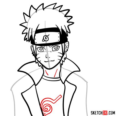 How to draw Naruto's face - Sketchok easy drawing guides