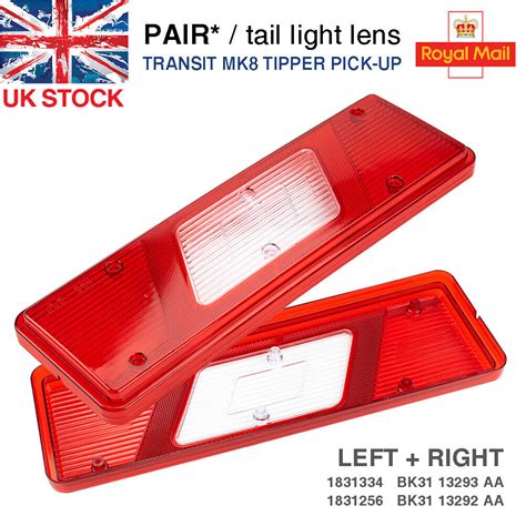 Pair For Ford Transit Mk8 2014 Tipper Chassis Rear Tail Light Lamp Lenses 2x Ebay