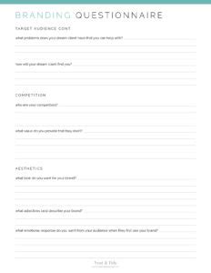 Business Branding Questionnaire Neat And Tidy Design