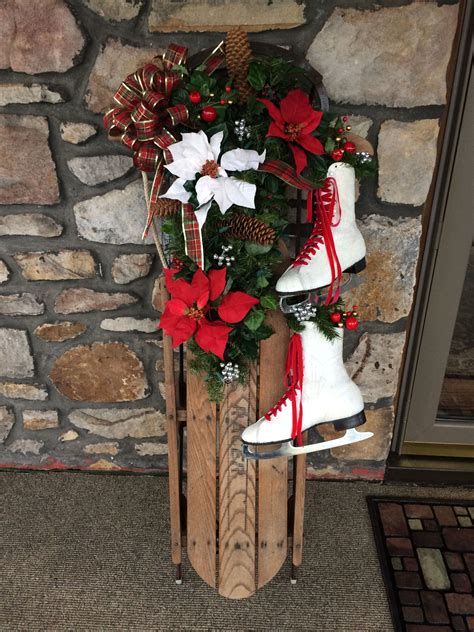 Ice Skates On Sled Christmas Ice Skates Christmas Decorations