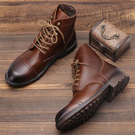 Bottes De Rin Age En Cuir V Ritable Pour Hommes Chaussures Confortables