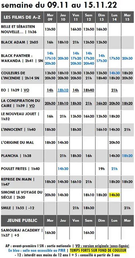 Cinéma de Millau le programme du 9 au 15 novembre 2022