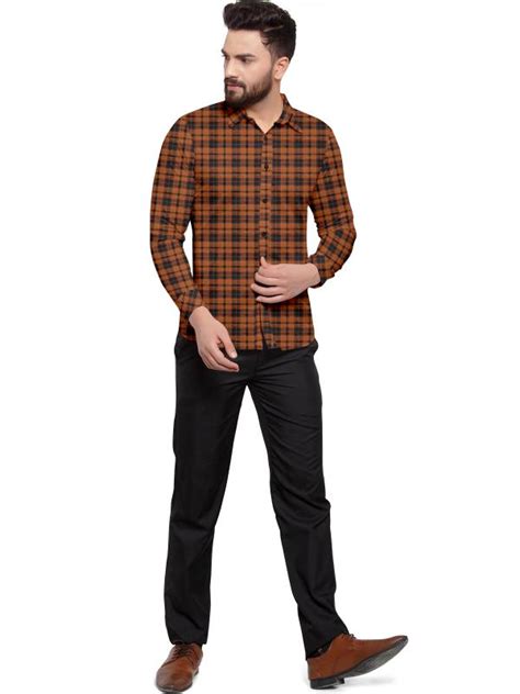 Men Slim Fit Checkered Spread Collar Casual Shirt Jiomart